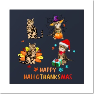 Cat's Happy Hallothanksmas Posters and Art